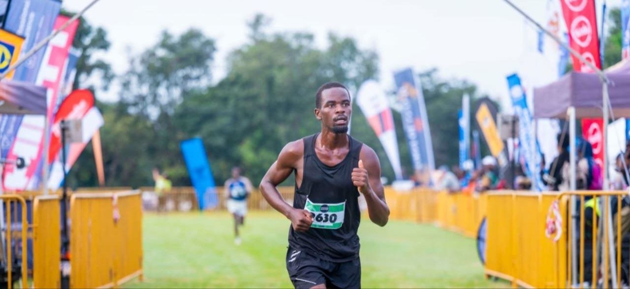 A runner entering the finish chute